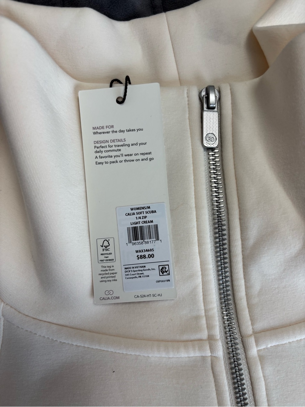 Calia Light Cream Zip-Front Sweatshirt and Pants Set - Picture 10 of 11
